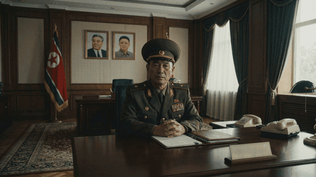 North Korean military officer at official office