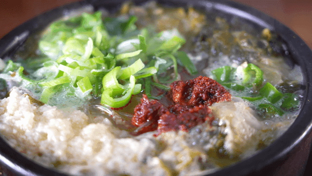 Beef hangover soup with vegetables and seasoning