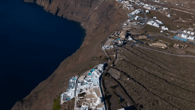 Coastal village with white buildings