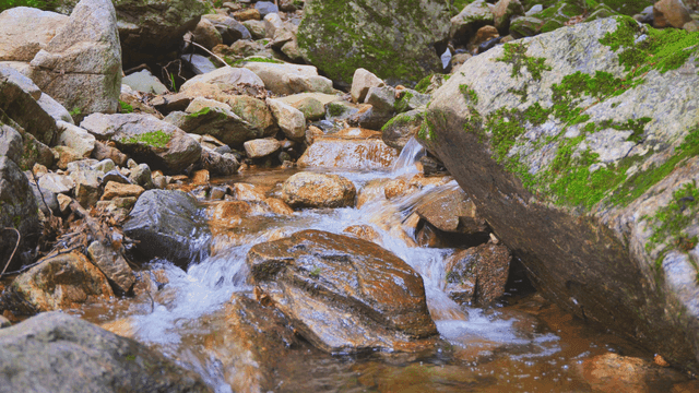 바위 위를 흐르는 작은 계곡