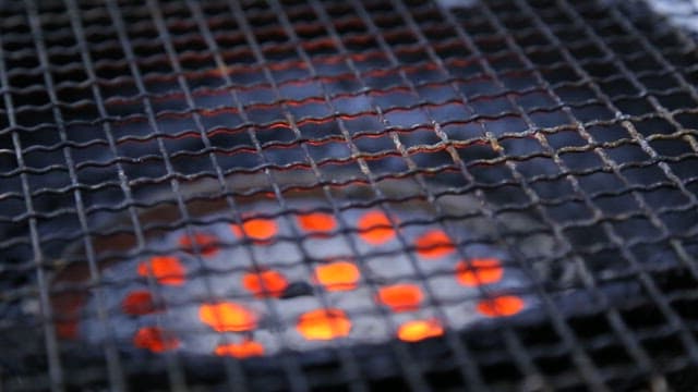 Sizzling Meat on a Charcoal Grill