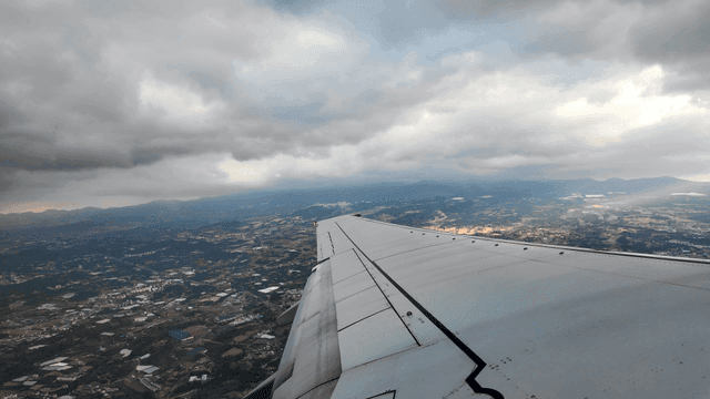 View from an airplane over a vast landscape