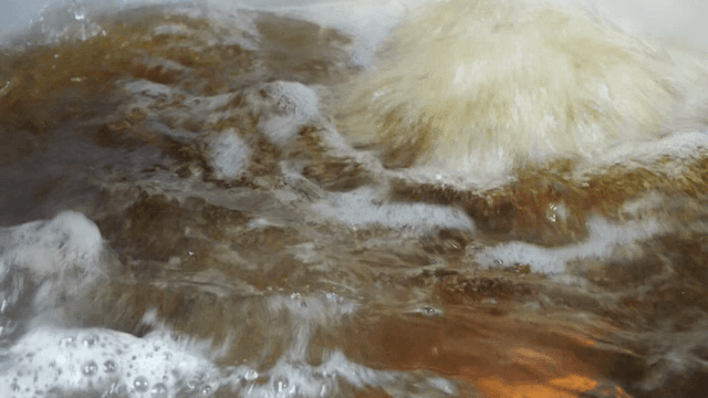 스토브 위 냄비에서 끓는 육수