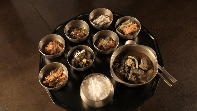 Traditional Korean cuisine with variety of dishes