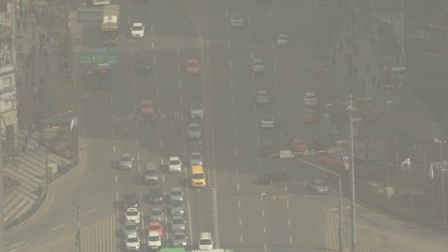 Aerial View of Busy City Intersection