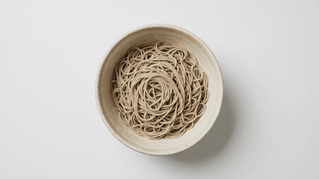 Bowl containing buckwheat soba