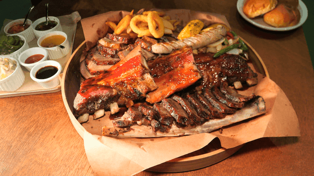 Various side dishes and Texas BBQ platter