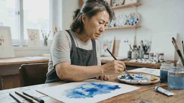 Artist who paints with watercolors