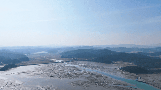Wide coastline and mudflat scenery