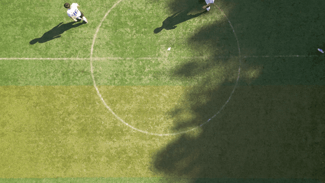 Soccer players on a sunny field