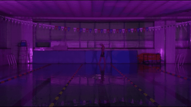 Swimmers preparing at pool