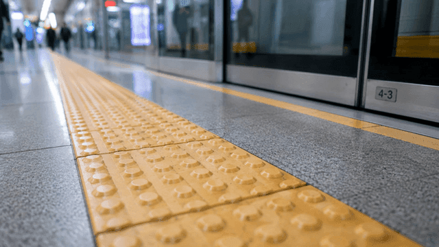 subway platform with tactile paving