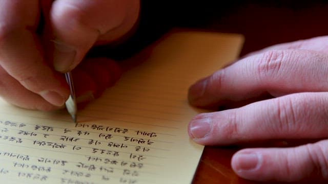 종이 위에 볼펜으로 꼭꼭 눌러쓰는 편지