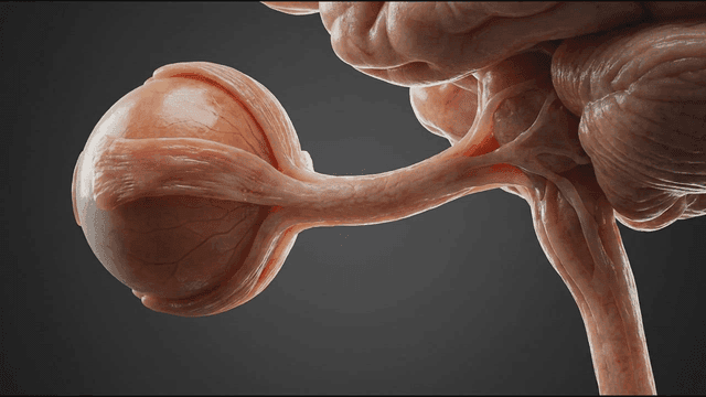 Detailed view of human pituitary gland and optic nerve structure