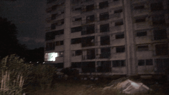 Night view of an old apartment building