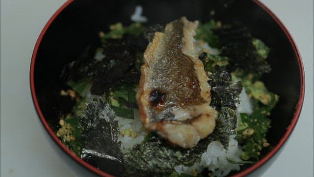 Ochazuke topped with delicious fried fish