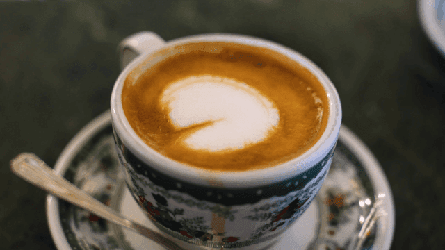 Cup of coffee with latte art