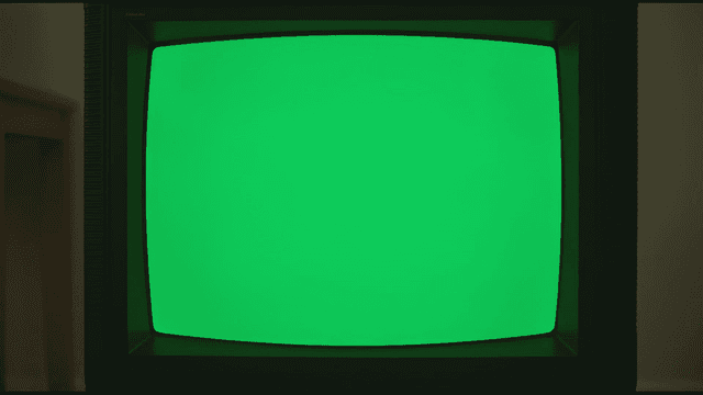 녹색 화면의 빈티지 TV