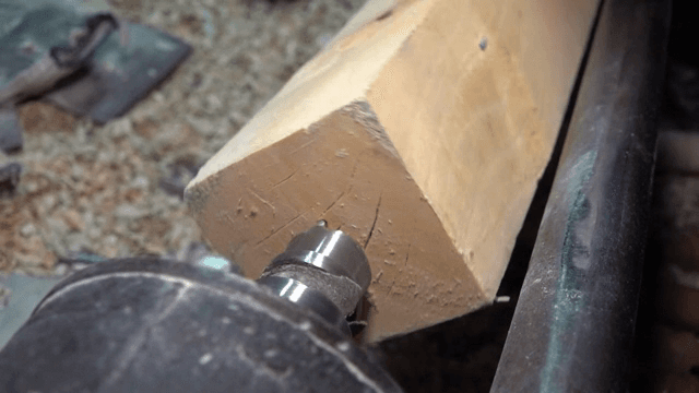 Wood prepared for processing on a workbench