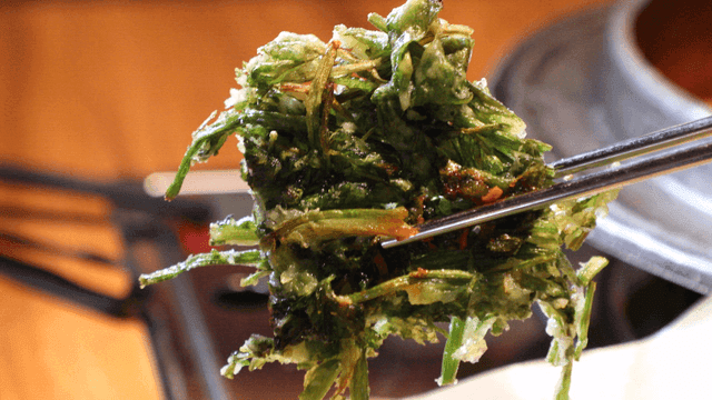 Minari pancake on plate