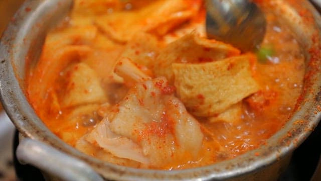 Codfish soup with plenty of fish cake and tofu