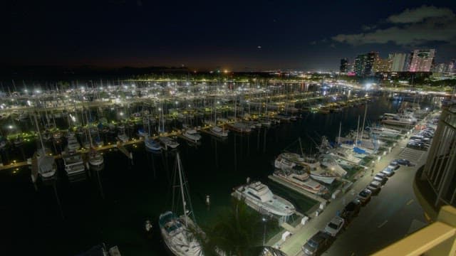 Twilight Marina with Boats and Skyline