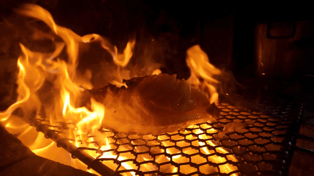 Cabbage grilled over charcoal