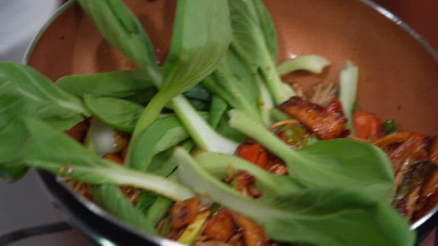 Stir-fried Bok Choy Cooked in a Pan