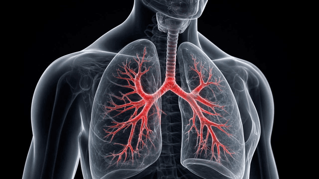 Detailed view of human lungs and trachea