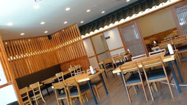 Inside a tranquil restaurant with traditional Korean interior design