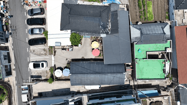 Village with colorful roofs