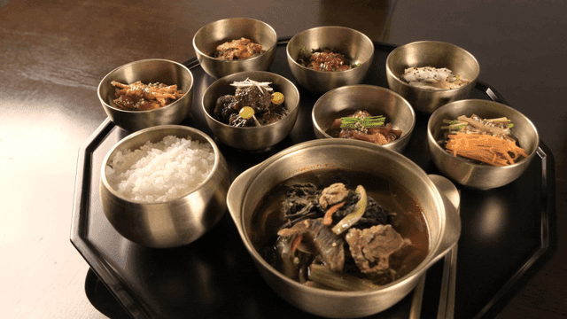 Traditional Korean set meal and side dishes