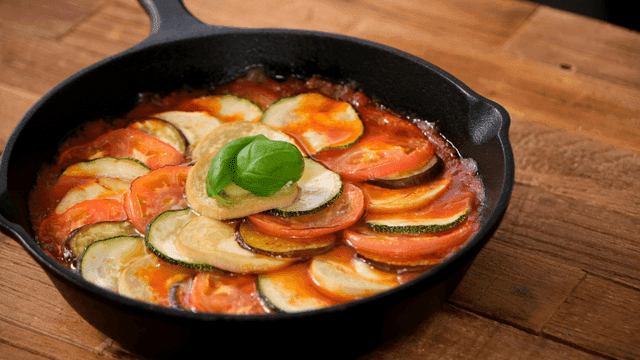 Ratatouille cooked in skillet