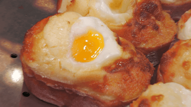 Egg bread freshly baked on a tray