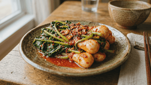Plate of fresh young radish kimchi