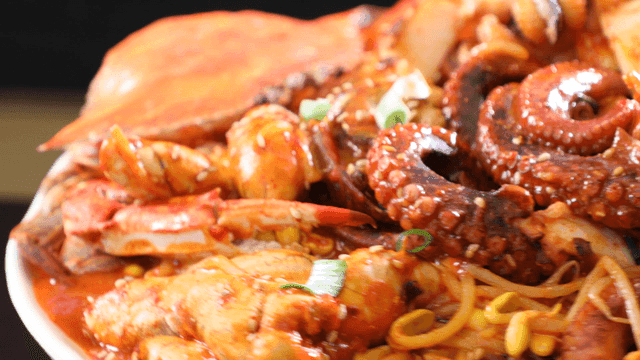 Spicy seafood stew with octopus and crab