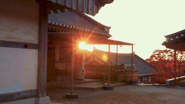 Traditional Architecture at Sunset