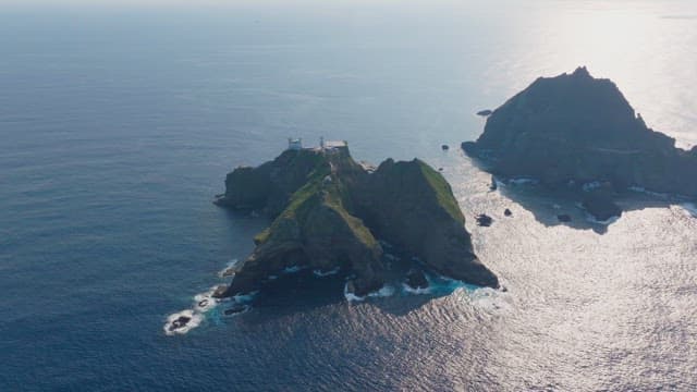 Rocky islands surrounded by blue ocean