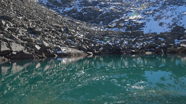 Tranquil lake surrounded by rocks