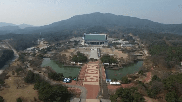 Independence Hall of Korea surrounded by mountains