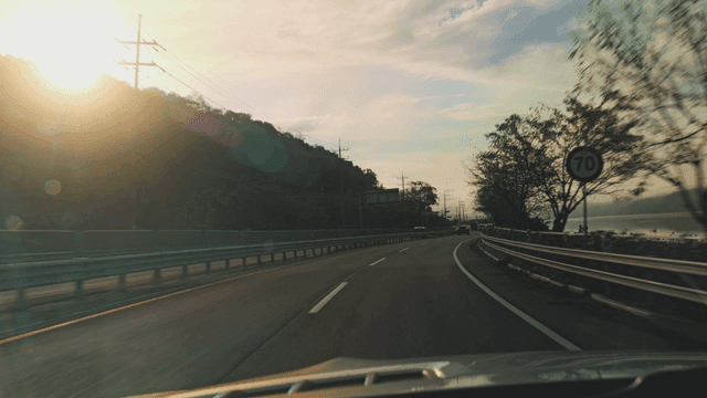 Scenic drive along a winding road