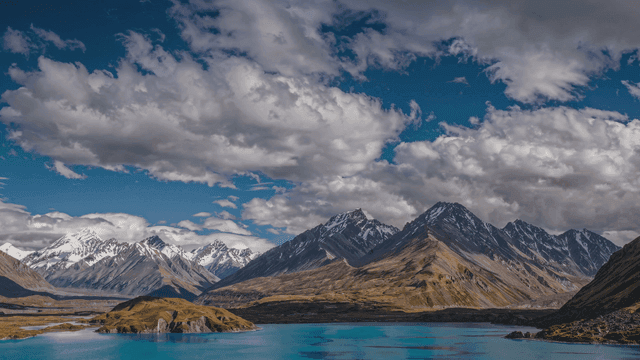 Majestic mountains with a clear blue lake