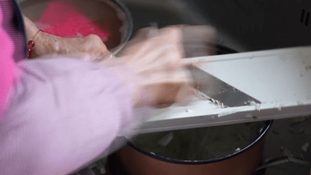 Radish quickly sliced ​​with vegetable slicer