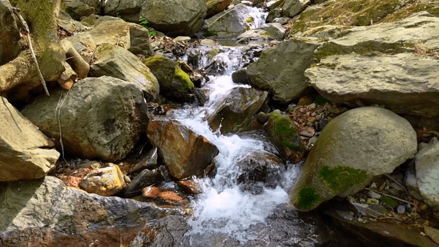 Flowing water over rocks in a stream