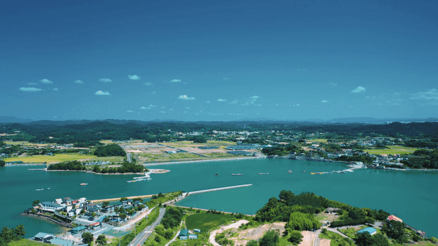 Coastal village and sea scenery