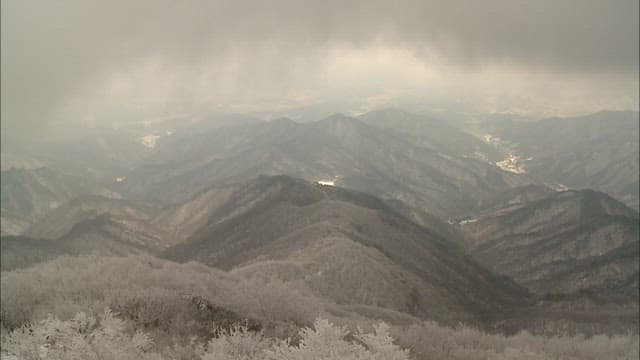 Snow-covered Mountains under a Cloudy Sky