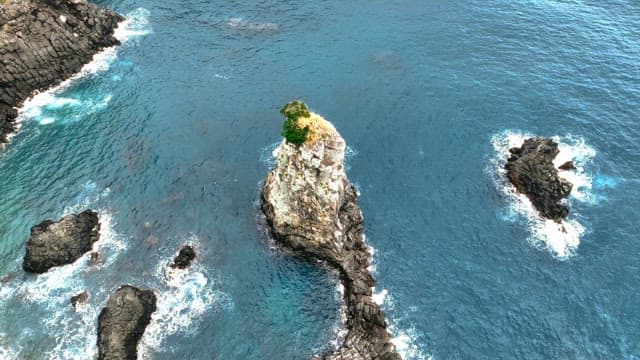 Rocky coastline with waves crashing