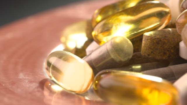 다양한 건강 보조제 클로즈업