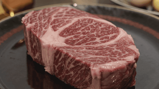 Marbled beef on plate