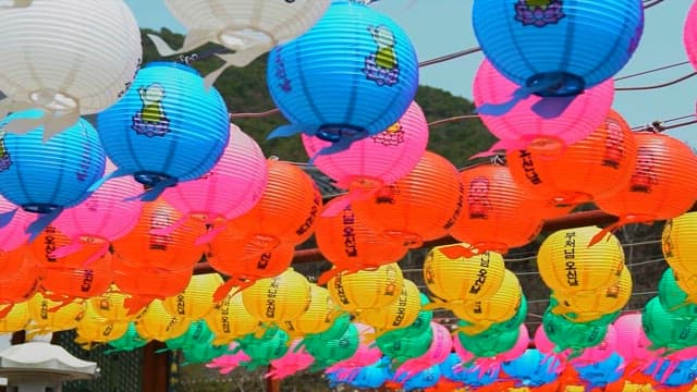 Colorful Lanterns at a Temple in Buddha’s Birthday